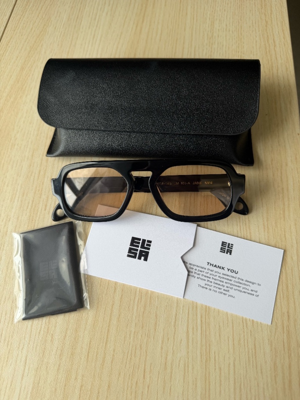 Elisa Johnson Jane Mini in Gloss Black Lens Sunglasses w/ Case